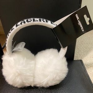 Karl Lagerfeld faux fur logo earmuffs